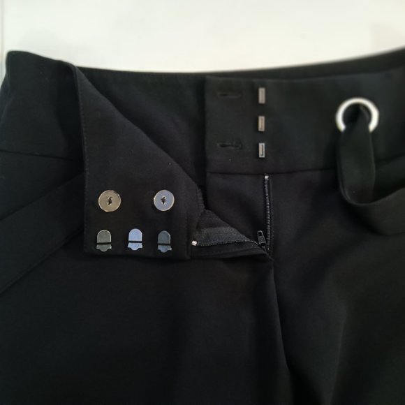 Cache Black Flare Leg Grommet Front Tie Wide Band Pants Stylish & Comfortable - Picture 5 of 6